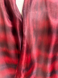 Hand Dyed Silk Neck Scarf in Dark Chocolate Burgundy Red by Designer Silk Artist