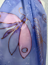Load image into Gallery viewer, Seed Heads Design XL Long Scarf : Hand Painted Silk in Lilac and Copper
