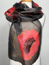 Load image into Gallery viewer, Poppies Design Long Scarf : Hand Painted Silk
