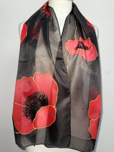 Load image into Gallery viewer, Poppies Design Long Scarf : Hand Painted Silk
