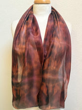 Load image into Gallery viewer, Hand Dyed Silk Neck Scarf in Espresso Caramel Brown by Designer Silk Artist
