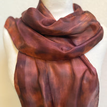 Load image into Gallery viewer, Hand Dyed Silk Neck Scarf in Espresso Caramel Brown by Designer Silk Artist
