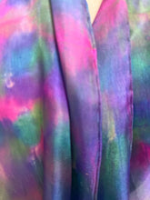 Load image into Gallery viewer, Hand Dyed Silk Neck Scarf in Teal, Turquoise, Pink, Blue by Designer Silk Artist
