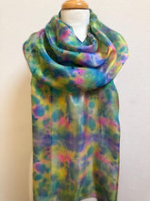Load image into Gallery viewer, Hand Dyed Long Silk in Cottage Garden Colours by Designer Silk Artist
