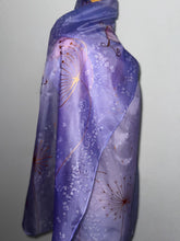 Load image into Gallery viewer, Seed Heads Design XL Long Scarf : Hand Painted Silk in Lilac and Copper
