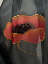 Load image into Gallery viewer, Poppies Design X Long Silk Scarf Red and Black : Hand Painted Silk
