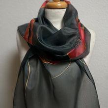 Load image into Gallery viewer, Poppies Design X Long Silk Scarf Red and Black : Hand Painted Silk
