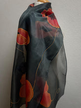 Load image into Gallery viewer, Poppies Design X Long Silk Scarf Red and Black : Hand Painted Silk
