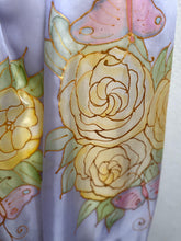 Load image into Gallery viewer, Gardenias with Butterflies Design X Long Silk Scarf in : Hand Painted Silk
