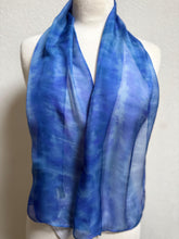 Load image into Gallery viewer, Hand Dyed Silk Neck Scarf in Bluebell Light Blue by Designer Silk Artist
