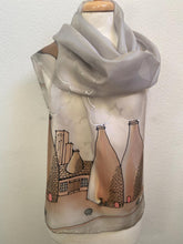 Load image into Gallery viewer, Potteries Design X Long Silk Scarf in Greys : Hand Painted Silk

