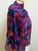Load image into Gallery viewer, Hand Dyed Silk Neck Scarf in Poppy Red Navy Blue by Designer Silk Artist
