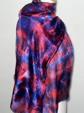Load image into Gallery viewer, Hand Dyed Silk Neck Scarf in Poppy Red Navy Blue by Designer Silk Artist
