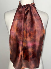 Load image into Gallery viewer, Hand Dyed Silk Neck Scarf in Espresso Caramel Brown by Designer Silk Artist
