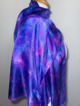 Load image into Gallery viewer, Hand Dyed Silk Neck Scarf in Royal Blue Navy Cerise by Designer Silk Artist
