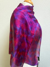 Load image into Gallery viewer, Hand Dyed Silk Neck Scarf in Claret Red Dark Blue by Designer Silk Artist
