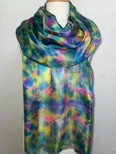 Load image into Gallery viewer, Hand Dyed Long Silk in Cottage Garden Colours by Designer Silk Artist
