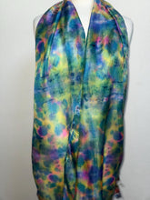 Load image into Gallery viewer, Hand Dyed Long Silk in Cottage Garden Colours by Designer Silk Artist

