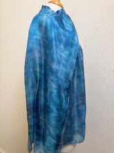 Load image into Gallery viewer, Hand Dyed Long Silk Scarf in Light Blues by Designer Silk Artist
