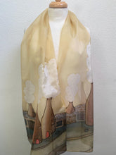 Load image into Gallery viewer, Potteries Design X Long Silk Scarf in Sepia Cream : Hand Painted Silk
