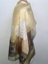 Load image into Gallery viewer, Potteries Design X Long Silk Scarf in Sepia Cream : Hand Painted Silk
