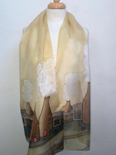Load image into Gallery viewer, Potteries Design X Long Silk Scarf in Sepia Cream : Hand Painted Silk
