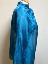 Load image into Gallery viewer, Hand Dyed Long Silk Scarf in Mediterranean Blues by Designer Silk Artist

