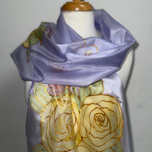Load image into Gallery viewer, Gardenias with Butterflies Design X Long Silk Scarf in : Hand Painted Silk
