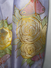 Load image into Gallery viewer, Gardenias with Butterflies Design X Long Silk Scarf in : Hand Painted Silk
