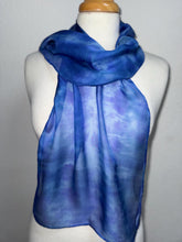 Load image into Gallery viewer, Hand Dyed Silk Neck Scarf in Bluebell Light Blue by Designer Silk Artist
