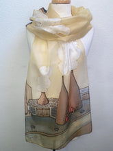 Load image into Gallery viewer, Potteries Design X Long Silk Scarf in Sepia Cream : Hand Painted Silk
