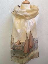 Load image into Gallery viewer, Potteries Design X Long Silk Scarf in Sepia Cream : Hand Painted Silk
