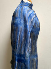 Load image into Gallery viewer, Hand Dyed Long Silk Scarf in Bluebell Grey Stripes by Designer Silk Artist
