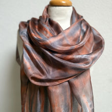 Load image into Gallery viewer, Hand Dyed Long Silk Scarf in Caramel Taupe Grey
