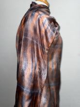 Load image into Gallery viewer, Hand Dyed Long Silk Scarf in Caramel Taupe Grey
