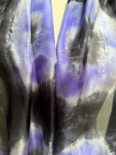 Load image into Gallery viewer, Hand Dyed Long Silk Scarf in Lilac Charcoal Grey by Designer Silk Artist
