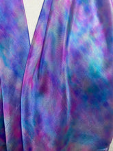 Load image into Gallery viewer, Hand Dyed Square Silk Scarf in Shades of Blue &amp; Pink by Designer Silk Artist
