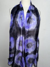 Load image into Gallery viewer, Hand Dyed Long Silk Scarf in Lilac Charcoal Grey by Designer Silk Artist
