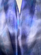 Load image into Gallery viewer, Hand Dyed Silk Small Neck Scarf in Grey Purple Turquoise by Designer Silk Artist
