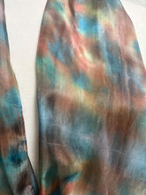 Load image into Gallery viewer, Hand Dyed Silk Small Neck Scarf in Teal Brown Green by Designer Silk Artist
