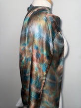Load image into Gallery viewer, Hand Dyed Silk Small Neck Scarf in Teal Brown Green by Designer Silk Artist
