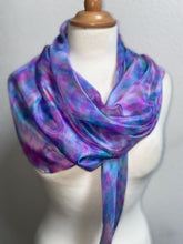 Load image into Gallery viewer, Hand Dyed Square Silk Scarf in Shades of Blue &amp; Pink by Designer Silk Artist
