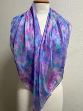 Load image into Gallery viewer, Hand Dyed Square Silk Scarf in Shades of Blue &amp; Pink by Designer Silk Artist
