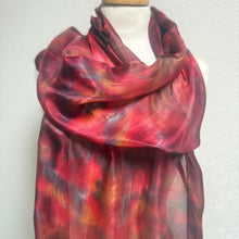 Load image into Gallery viewer, Hand Dyed Long Silk Scarf in Rainbow Shades
