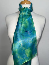 Load image into Gallery viewer, Hand Dyed Silk Neck Scarf in Blue Green Purple Navy by Designer Silk Artist
