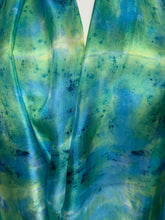 Load image into Gallery viewer, Hand Dyed Silk Neck Scarf in Blue Green Purple Navy by Designer Silk Artist
