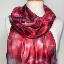 Load image into Gallery viewer, Hand Dyed Silk Neck Scarf in Dark Cherry Burgundy Red by Designer Silk Artist
