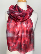 Load image into Gallery viewer, Hand Dyed Silk Neck Scarf in Dark Cherry Burgundy Red by Designer Silk Artist
