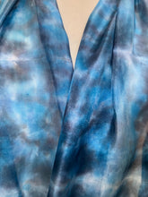 Load image into Gallery viewer, Hand Dyed Silk Neck Scarf in Purple Blue Pink by Designer Silk Artist
