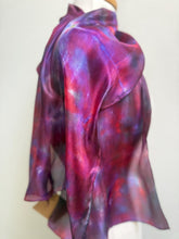 Load image into Gallery viewer, Hand Dyed Silk Neck Scarf in Purple Cerise Cobalt Navy by Designer Silk Artist
